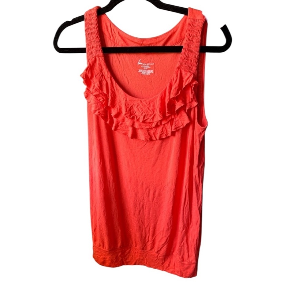 Lane Bryant Bright Coral Banded Ruffle Tank 14/16